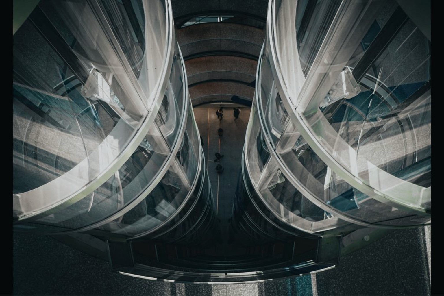 Abstract view inside an elevator shaft