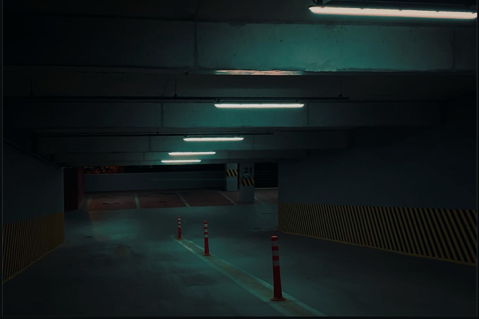 Empty underground parking garage